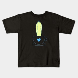 Green Cactus Plant In a Heart Kids T-Shirt